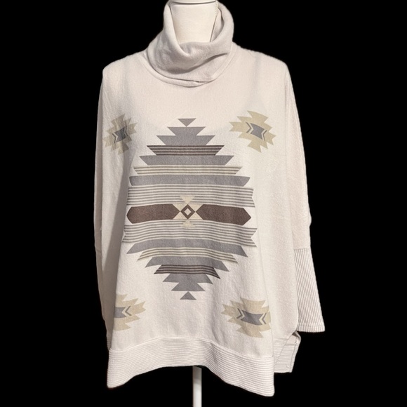 NWT Simply Southern Aztec Turtleneck Cowl Neck Sweater P2P 34” OSFA NWT - Picture 4 of 16
